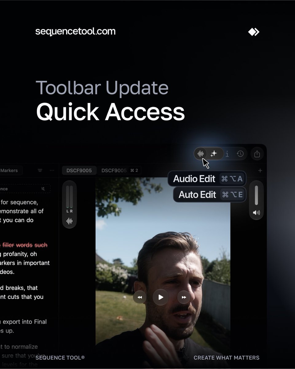 Auto Edit and Audio Edit finally got their spot in the toolbar.

 https://t.co/Fihbc6BsIn