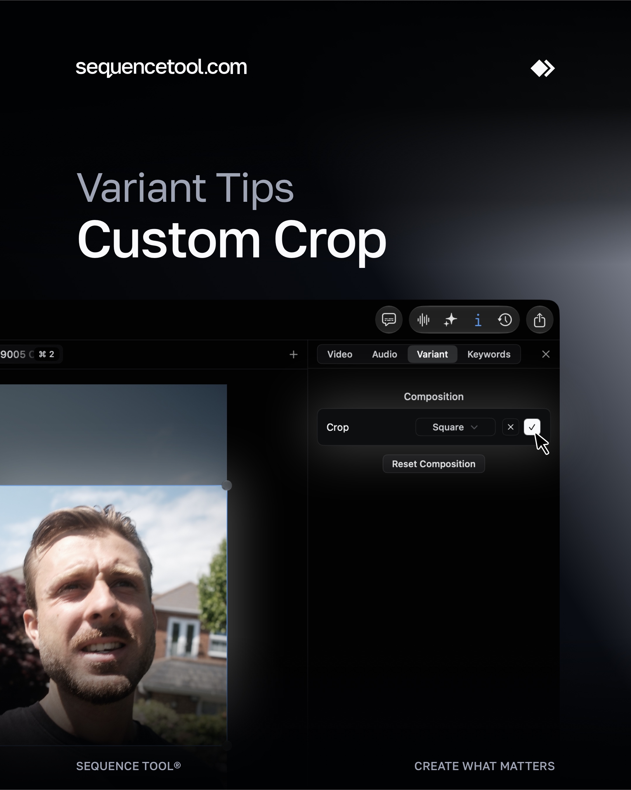 Delivering videos to different platforms? Set a custom crop for each variant before you export.